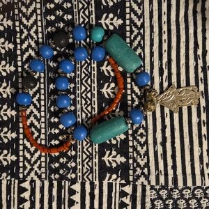 Moroccan Artisan Beaded Necklace with Hamsa Pendant